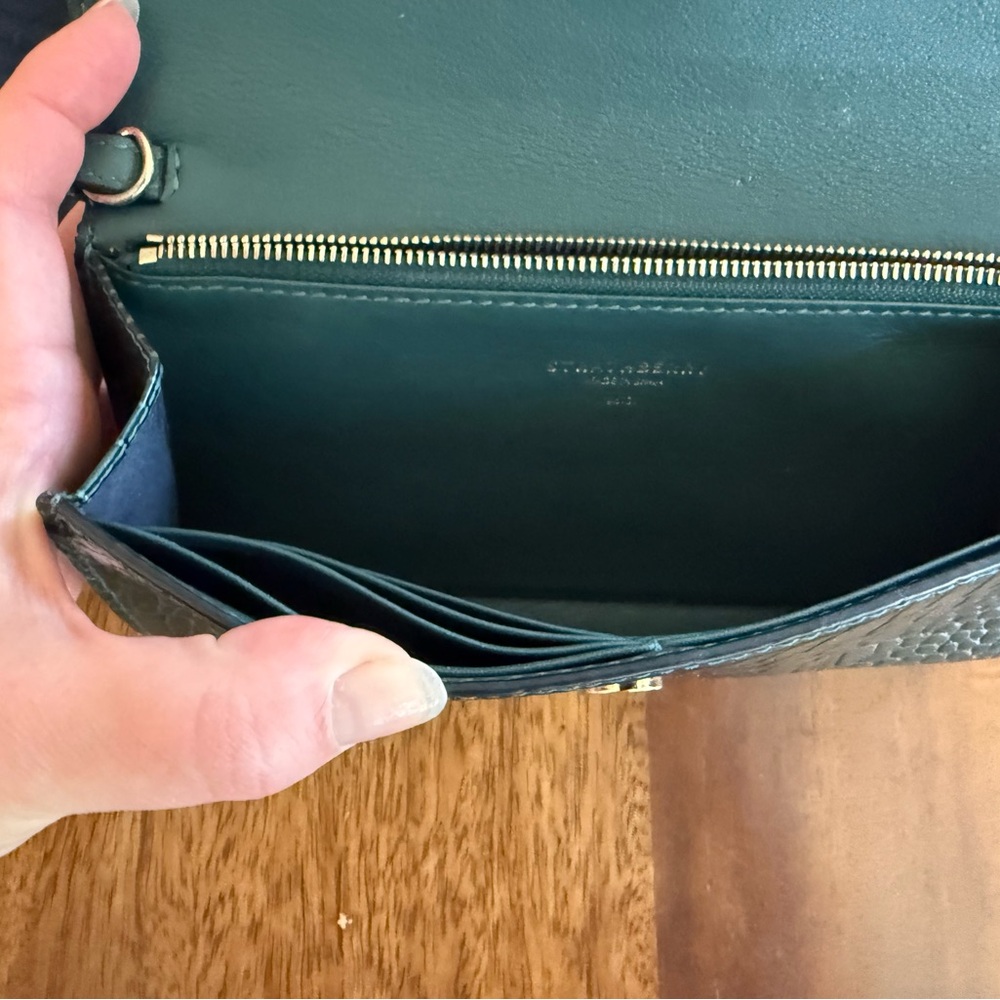 Strathberry Emerald Croc-Embossed Wallet Clutch - Picture 4 of 7